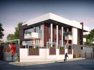 beautiful bungalow view 3d animation company in thane bungalow evening view